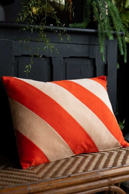 HKLIVING Red & Pink Stripe Velvet Cushion - image 1