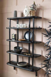 Vintage-Inspired Black Rattan Wall Shelf - thumbnail 3