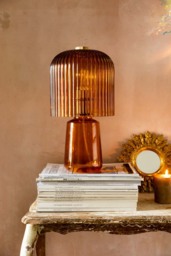 Amber Seventies Glass Table Lamp - thumbnail 1