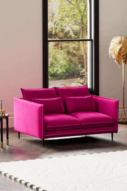 The Lola 2 Seater Sofa in Harry's Pink Velvet - image 1