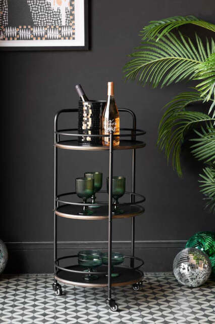 Antiqued-Style 3 Tier Metal Drinks Trolley - image 1