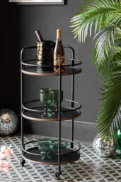Antiqued-Style 3 Tier Metal Drinks Trolley - thumbnail 3