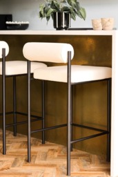Cream & Black Faux Leather Roll Back Bar Stool - thumbnail 1
