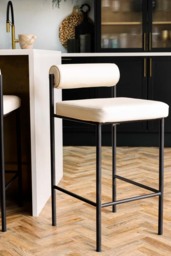 Cream & Black Faux Leather Roll Back Bar Stool - thumbnail 3