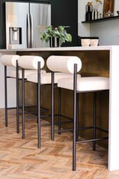 Cream & Black Faux Leather Roll Back Bar Stool - thumbnail 4