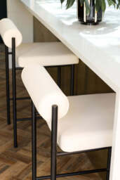 Cream & Black Faux Leather Roll Back Bar Stool - thumbnail 5