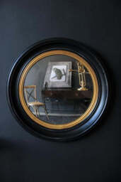 Black & Gold Framed Convex Mirror - thumbnail 4