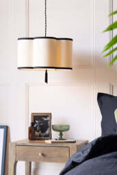 Black & Cream Lantern Curved Ceiling Light Shade - thumbnail 1