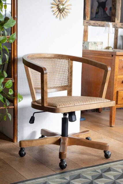 Wicker Swivel Desk Chair - image 1
