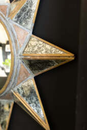 Antiqued-Gold Sun Convex Wall Mirror - thumbnail 3