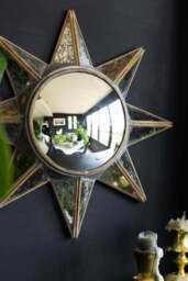 Antiqued-Gold Sun Convex Wall Mirror - thumbnail 4
