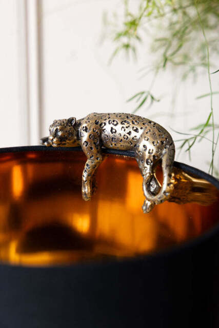 Lounging Leopard Antiqued Bronze Ornament