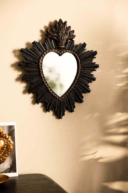Sacred Heart Black Frame Decorative Mirror - image 1