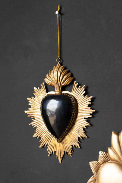 Beautiful Black Heart Star Hanging Ornament - image 1