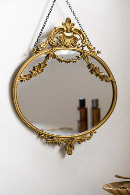 Small Pretty Gold Hanging Mirror - image 1