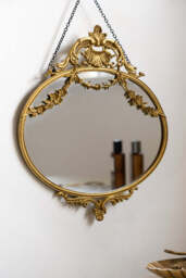 Small Pretty Gold Hanging Mirror - thumbnail 1