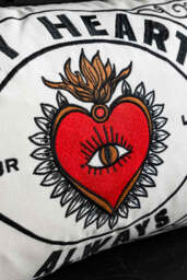 My Heart Monochrome Embroidered Cushion - thumbnail 4