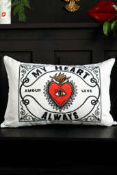 My Heart Monochrome Embroidered Cushion - thumbnail 3