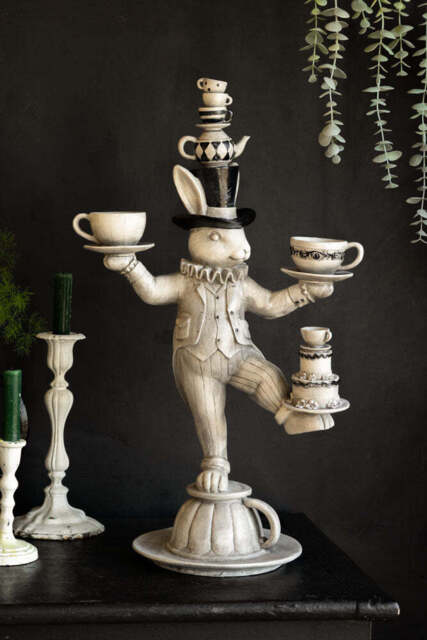 Alice In Wonderland Inspired Balancing Act White Rabbit Ornament - image 1