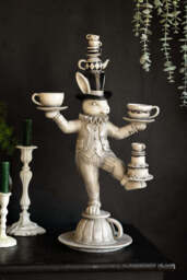 Alice In Wonderland Inspired Balancing Act White Rabbit Ornament - thumbnail 1