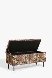 Velvet Leopard Print Ottoman Storage Bench - thumbnail 4