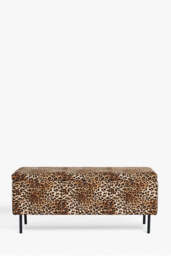 Velvet Leopard Print Ottoman Storage Bench - thumbnail 5