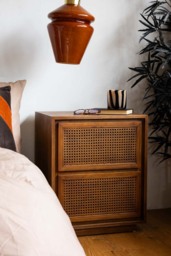 Mid-Century Rattan Bedside Table - thumbnail 3