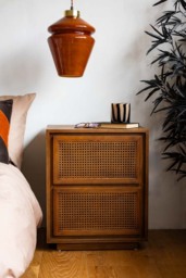 Mid-Century Rattan Bedside Table - thumbnail 1