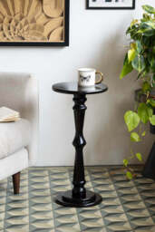 Wood Turned Black Side Table - thumbnail 1