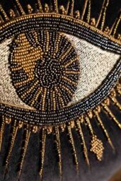 Look Of Love Embroidered Black Velvet Cushion - thumbnail 3