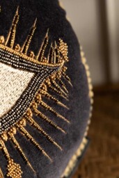 Look Of Love Embroidered Black Velvet Cushion - thumbnail 5
