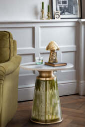 Green Tapered Glass & Marble Side Table - thumbnail 3