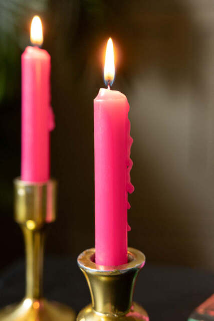 Hot Pink Short Dinner Candle - image 1