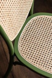 Set of 2 Chez Pitou Wood & Woven Cane Dining Chairs in Green - thumbnail 3