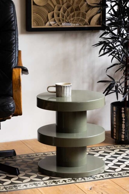 Glossy Olive Green Side Table