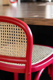 Set of 2 Chez Pitou Wood & Woven Cane Bar Stools in Red - thumbnail 4