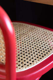 Set of 2 Chez Pitou Wood & Woven Cane Bar Stools in Red - thumbnail 3