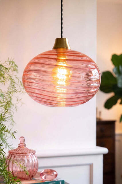 Swirled Glass Easyfit Ceiling Light Shade in Pink - image 1