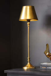 Slim Antique Brass Table Lamp With Metal Shade - thumbnail 1