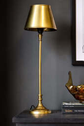Slim Antique Brass Table Lamp With Metal Shade - thumbnail 3