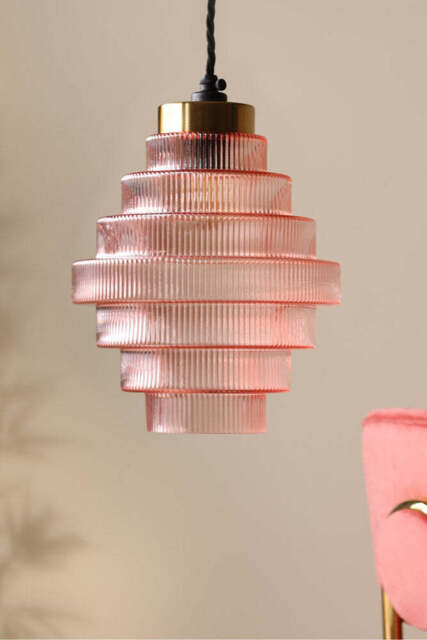Pink Tiered Glass Easyfit Ceiling Shade - image 1