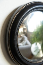 Antique Black Round Framed Medium Convex Mirror - thumbnail 3