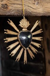 Black & Gold Sacred Heart Hanging Ornament - thumbnail 4