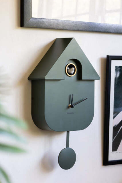 Khaki Green Modern Cuckoo Wall Clock - image 1
