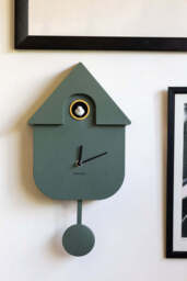 Khaki Green Modern Cuckoo Wall Clock - thumbnail 3