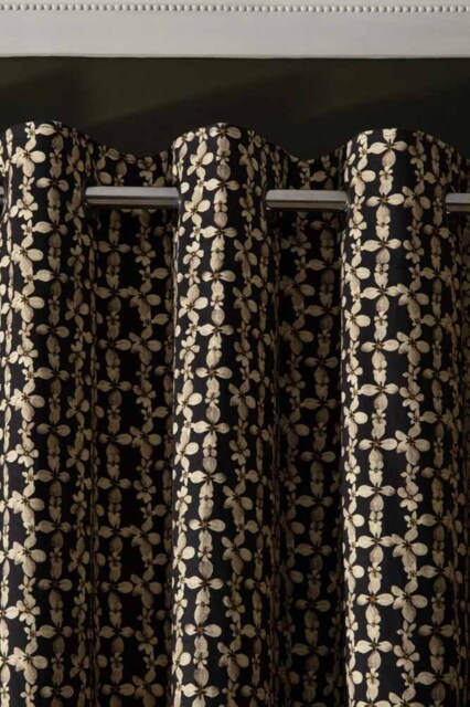 Midnight Daisy Print Eyelet Blackout Lined Curtains - Available in 6 Sizes - image 1