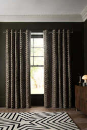 Midnight Daisy Print Eyelet Blackout Lined Curtains - Available in 6 Sizes - thumbnail 3