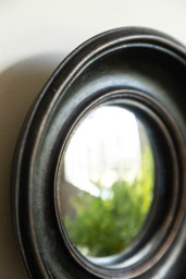 Antique Black Deep Framed Small Convex Mirror - thumbnail 3
