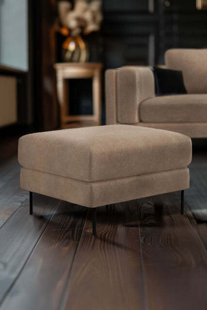 The Grace Footstool In Luxe Needlecord Velvet Natural Whisper - image 1