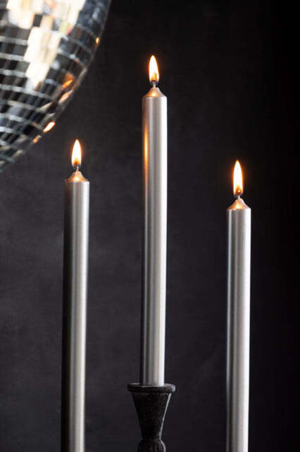 Beautiful Dinner Candle - Metallic Silver - image 1
